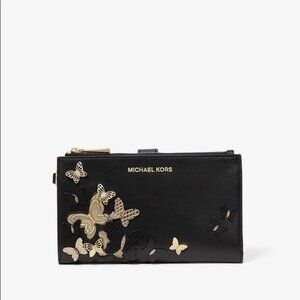 Michael Kors Butterfly Embellished Wallet - Black & Gold
